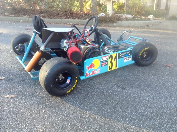 Complete kart with Douglas racing wheels and Dunlop DCM/DCS tires (soft compound). 