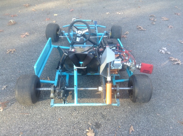 Rear view of the kart. Notice the wide rear. 47.5." Azusa karts have a 36" axle for comparison. 